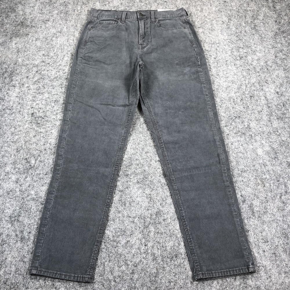 American Eagle Mom Jeans Womens 4 Charcoal Gray Corduroy High Rise Super Stretch
